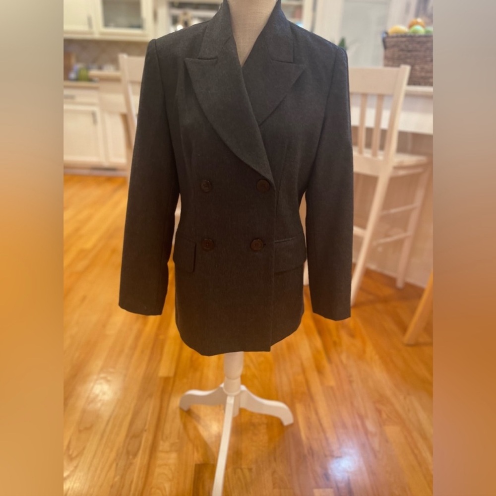 Susie Tompkins dark gray 100% wool blazer jacket
